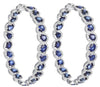 19.38CT DIAMOND & AAA SAPPHIRE 18K WHITE GOLD ROUND MULTI SHAPE HANGING EARRINGS