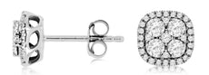ESTATE .50CT DIAMOND 14KT WHITE GOLD CLASSIC CLUSTER SQUARE HALO STUD EARRINGS