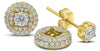 LARGE 1.56CT DIAMOND 14KT YELLOW GOLD 3D SOLITAIRE 3 ROW STUD JACKET EARRING SET