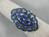 ESTATE LARGE 6.37CT BLACK DIAMOND & TANZANITE 14K WHITE GOLD MARQUISE SHAPE RING