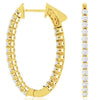 1.5CT DIAMOND 14K YELLOW GOLD SHARED PRONG INSIDE OUT OVAL HOOP HANGING EARRINGS