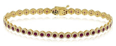 4.05CT DIAMOND & AAA RUBY 14K YELLOW GOLD MULTI HEXAGON ETERNITY TENNIS BRACELET