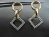 ESTATE .46CT DIAMOND 14K WHITE & YELLOW GOLD 3D CIRCLE & SQUARE HANGING EARRINGS