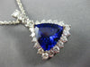 MASSIVE 7.05CT DIAMOND & AAA TANZANITE 14KT WHITE GOLD TRILLION FLOATING PENDANT