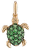 ESTATE .43CT AAA GREEN GARNET 14KT YELLOW GOLD HAPPY TURTLE FUN FLOATING PENDANT