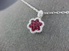 ESTATE 1.07CT DIAMOND & AAA RUBY 18KT WHITE GOLD CLASSIC CLUSTER FLOWER PENDANT