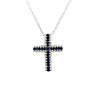 ESTATE .70CT DIAMOND & AAA SAPPHIRE 18KT WHITE GOLD 3D CROSS FLOATING PENDANT