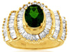 LARGE 2.3CT DIAMOND & GREEN GARNET 14K YELLOW GOLD OVAL BAGUETTE ENGAGEMENT RING