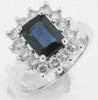 2.70CT DIAMOND & AAA SAPPHIRE 14KT WHITE GOLD SQUARE HALO FLORAL ENGAGEMENT RING