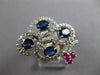 LARGE 1.81CT DIAMOND & AAA SAPPHIRE & RUBY 18KT WHITE GOLD 3D OVAL FLOWER RING