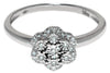 ESTATE .14CT DIAMOND 18KT WHITE GOLD 3D CLASSIC CLUSTER FLOWER STAR FUN RING