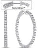 LARGE 2.10CT DIAMOND 14KT WHITE GOLD 3D ROUND INSIDE OUT HOOP HANGING EARRINGS