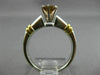 LARGE .83CT WHITE & ORANGE DIAMOND PLATINUM 18KT YELLOW GOLD 3D ENGAGEMENT RING