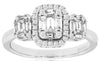 .70CT DIAMOND 14KT WHITE GOLD ROUND & BAGUETTE CLUSTER PAST PRESENT FUTURE RING