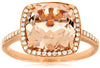 LARGE 3.70CT DIAMOND & AAA MORGANITE 14KT ROSE GOLD 3D CUSHION FRIENDSHIP RING