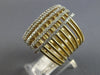 ESTATE EXTRA LARGE 1.05CT DIAMOND 14K 2 TONE GOLD MULTI ROW CRISS CROSS FUN RING