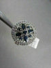 ANTIQUE  WIDE 1.15CT DIAMOND & AAA BLUE SAPPHIRE 14KT WHITE GOLD 3D FLOWER RING