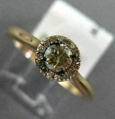 ESTATE .38CT WHITE & CHOCOLATE FANCY DIAMOND 14KT ROSE GOLD HALO ENGAGEMENT RING