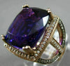 LARGE 13.81CT CHOCOLATE FANCY DIAMOND & AAA AMETHYST 14KT WHITE GOLD SQUARE RING