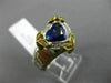 ESTATE LARGE 1.78CT DIAMOND & AAA SAPPHIRE 18K 2 TONE GOLD HEART ENGAGEMENT RING