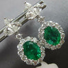 ESTATE LARGE 4.46CT DIAMOND & AAA EMERALD 18K WHITE GOLD FLOWER HANGING EARRINGS