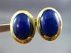ESTATE LARGE AAA LAPIS 14KT YELLOW GOLD 3D CLASSIC OVAL CLIP ON EARRINGS #25816