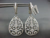 LARGE 1.03CT DIAMOND 18KT WHITE GOLD 3D TEAR DROP FLEUR DE LIS HANGING EARRINGS