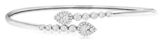 0.77CT DIAMOND 14KT WHITE GOLD GRADUATING SNAKE CRISS CROSS CUFF BANGLE BRACELET