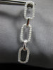 ESTATE LARGE .88CT DIAMOND 18KT WHITE GOLD 3D OVAL CLASSIC LINK HANGING EARRINGS
