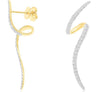 .58CT DIAMOND 14KT YELLOW GOLD 3D DOUBLE WAVE ELONGATED FUN HANGING EARRINGS