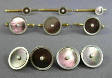 ANTIQUE LARGE AAA MOTHER OF PEARL & PEARL PLATINUM 14KT YELLOW GOLD CUFFLINK SET