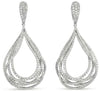 LARGE 4.75CT DIAMOND 14KT WHITE GOLD 3D OPEN TEAR DROP COCKTAIL HANGING EARRINGS