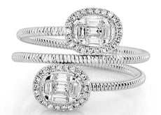 1CT DIAMOND 18KT WHITE GOLD & TITANIUM ROUND & BAGUETTE FLEXIBLE OVAL SNAKE RING