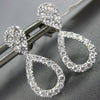 ESTATE .69CT DIAMOND 18KT WHITE GOLD 3D 2 IN 1 TEAR DROP STUD HANGING EARRINGS