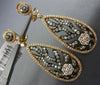 ESTATE LARGE 3.44CT DIAMOND 18K ROSE & BLACK GOLD OPEN FILIGREE HANGING EARRINGS