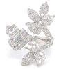 LARGE 1.25CT DIAMOND 18KT WHITE GOLD MULTI SHAPE FLOWER INVISIBLE COCKTAIL RING