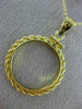 ESTATE 14KT YELLOW GOLD 3D CLASSIC ROPE ROUND COIN FRAME PENDANT #MILANO027