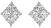 2.67CT DIAMOND 18K WHITE GOLD 4 STONE INVISIBLE SQUARE GEOMETRICAL STUD EARRINGS