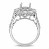 LARGE 2.40CT DIAMOND 14KT WHITE GOLD 3D HALO FLOWER SEMI MOUNT ENGAGEMENT RING