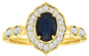 1.21CT DIAMOND & AAA SAPPHIRE 14KT YELLOW GOLD OVAL & ROUND FILIGREE FLOWER RING