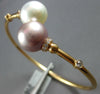LARGE .11CT DIAMOND & AAA SOUTH SEA PEARL 18K ROSE GOLD FLEXIBLE BANGLE BRACELET