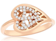 ESTATE .17CT DIAMOND 18KT ROSE GOLD 3D DOUBLE HEART LOVE RING