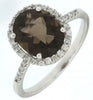 2.61CT DIAMOND & AAA SMOKY TOPAZ 14KT WHITE GOLD OVAL & ROUND CLASSIC HALO RING