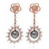 LARGE 1.57CT DIAMOND & AAA TAHITIAN PEARL 18KT ROSE GOLD FLORAL HANGING EARRINGS