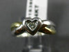 ESTATE .06CT DIAMOND 14KT WHITE & YELLOW GOLD 3D SOLITAIRE HEART FUN RING #15388