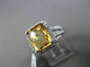 ESTATE 4.95CT DIAMOND & AAA EXTRA FACET YELLOW TOPAZ 14K WHITE GOLD 3D HALO RING