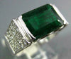 ESTATE 3.84CT DIAMOND & AAA EMERALD 18KT WHITE GOLD 3D SQUARE ENGAGEMENT RING