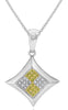 .13CT WHITE & FANCY YELLOW DIAMOND 14KT WHITE GOLD 3D GEOMETRICAL UNISEX PENDANT