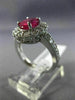 LARGE 2.25CT DIAMOND & AAA OVAL RUBY 14KT WHITE GOLD 3D FILIGREE ENGAGEMENT RING