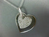 ANTIQUE .93CT DIAMOND 14KT WHITE GOLD 3D PAVE DOUBLE HEART LOVE PENDANT #1708